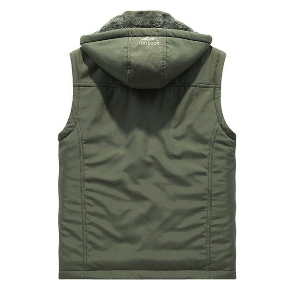 Montbreaker Men's Winter Fleece Lined Vest Detachable Hood Sleeveless Jacket - MONTBREAKER