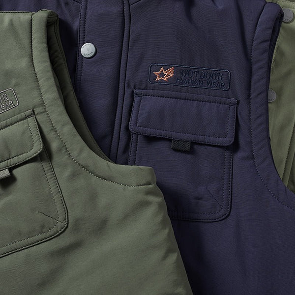 Montbreaker Men's Winter Fleece Lined Vest Detachable Hood Sleeveless Jacket - MONTBREAKER
