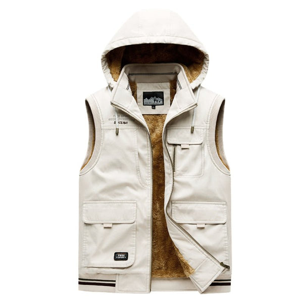 Montbreaker Men's 100% Cotton Fleece Padded Vest Hooded Gilet - MONTBREAKER