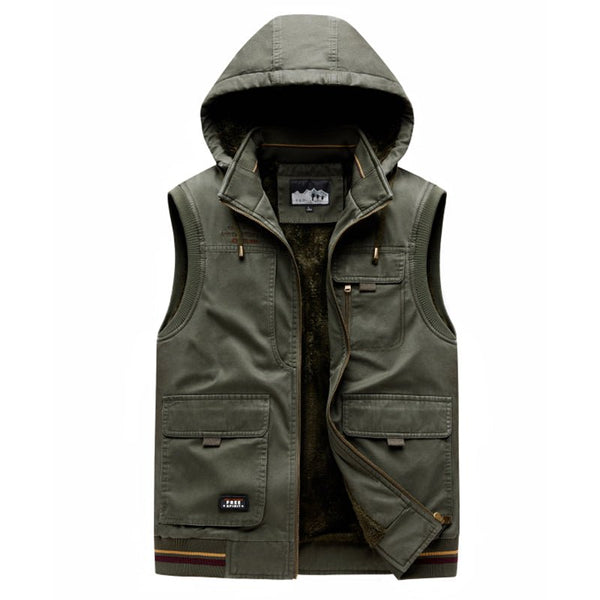 Montbreaker Men's 100% Cotton Fleece Padded Vest Hooded Gilet - MONTBREAKER