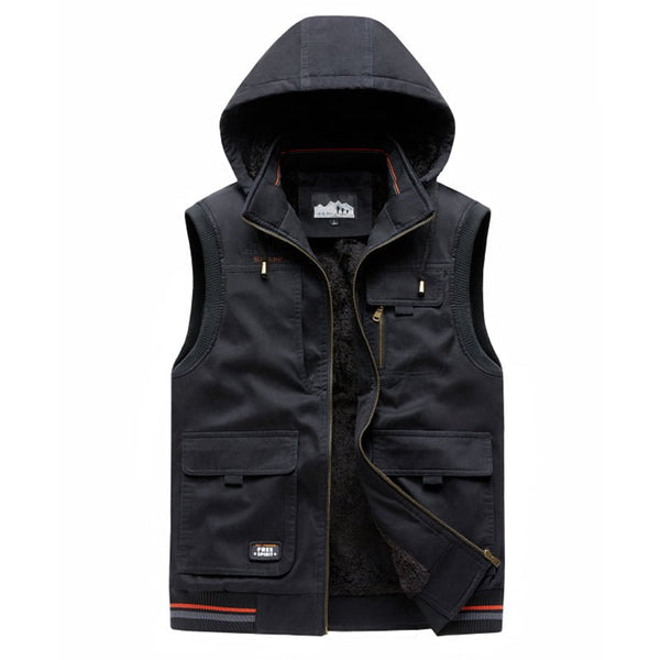 Montbreaker Men's 100% Cotton Fleece Padded Vest Hooded Gilet - MONTBREAKER