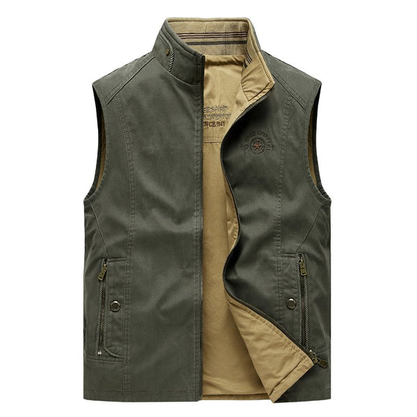 Montbreaker Men's Cotton Casual Gilet Reversible Golf Vest - MONTBREAKER