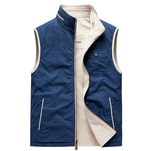 Montbreaker Men's Cotton Casual Gilet Reversible Golf Vest - MONTBREAKER