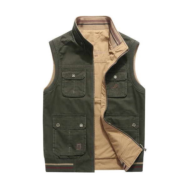 Montbreaker Men's Cotton Reversible Gilet Sleeveless Casual Jacket - MONTBREAKER